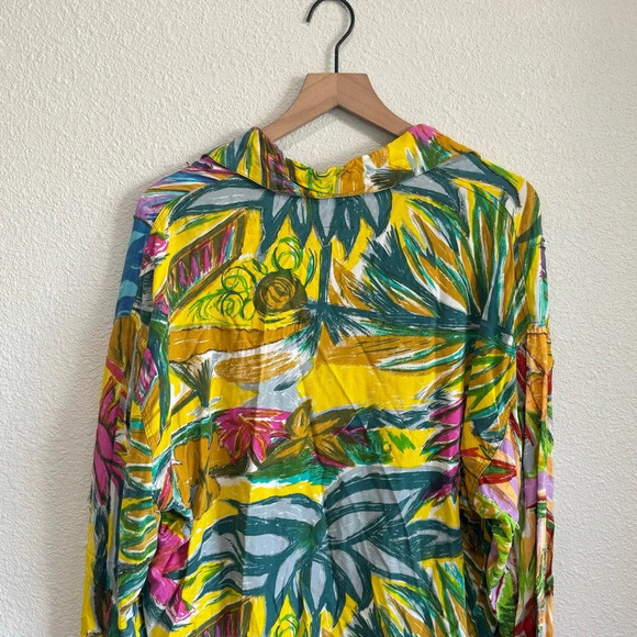 VTG Sebatu One Size Floral Abstract Button Down Beaded Art to Wear 90s Colorful - Picture 10 of 10